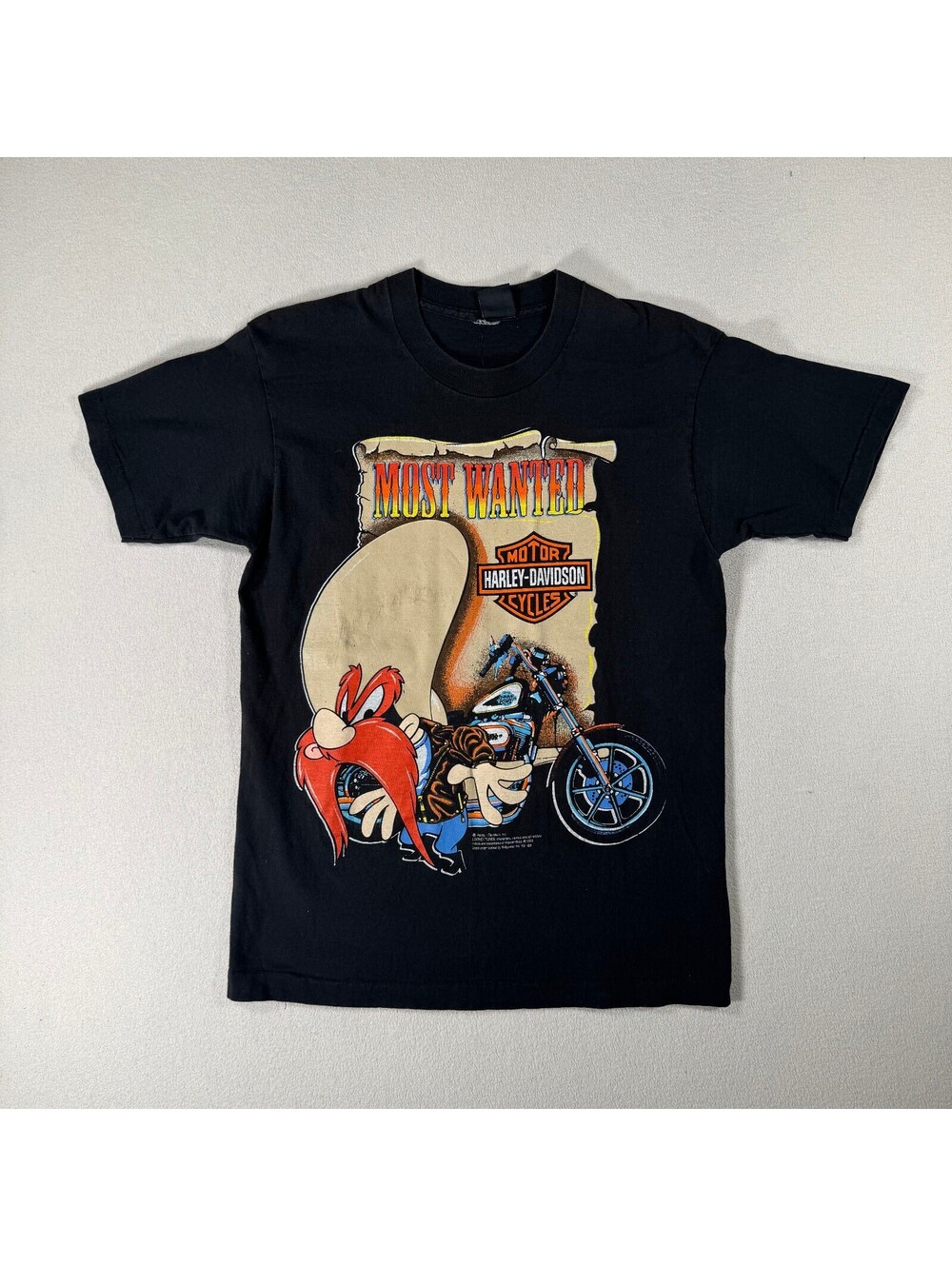 Vintage 1993 Harley-Davidson Looney Tunes Most Wanted T-Shirt Sz M